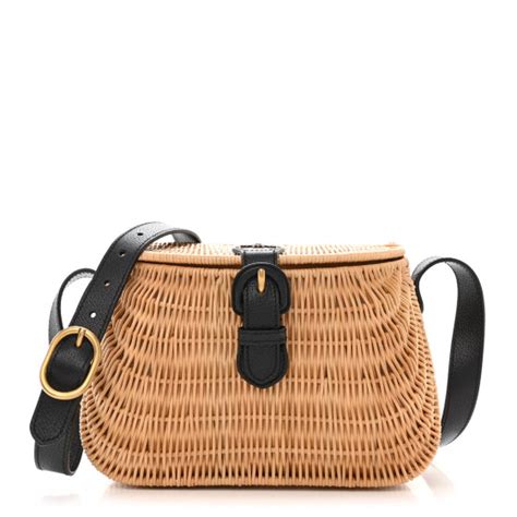 GUCCI Wicker Vimni Shoulder Bag Natural.